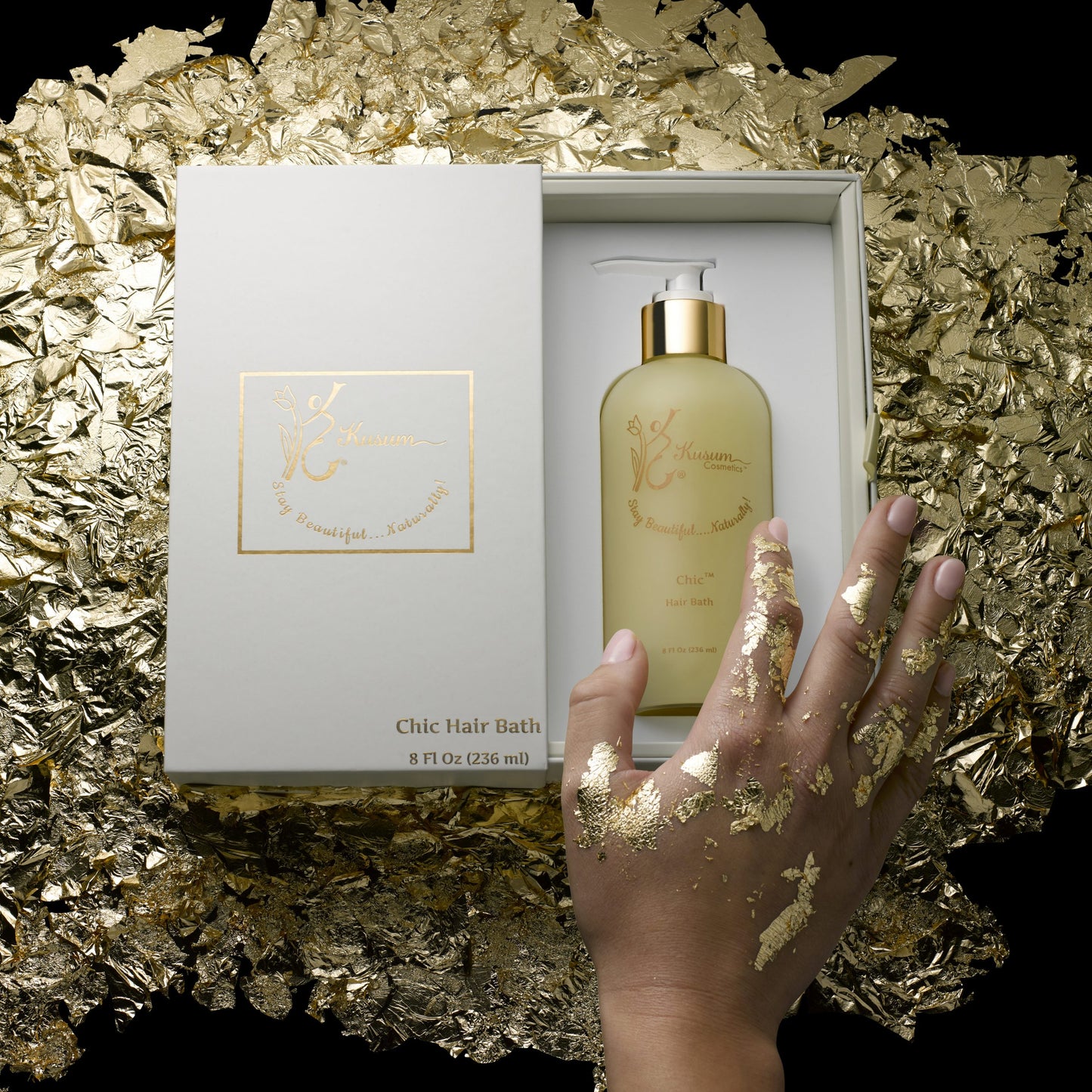 front shot of luxury natural haircare shampoo