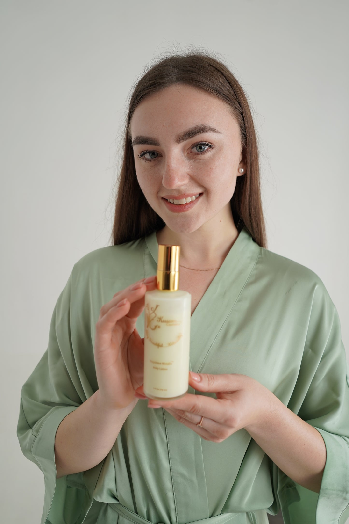 front shot luxury natural skincare body lotion daytime