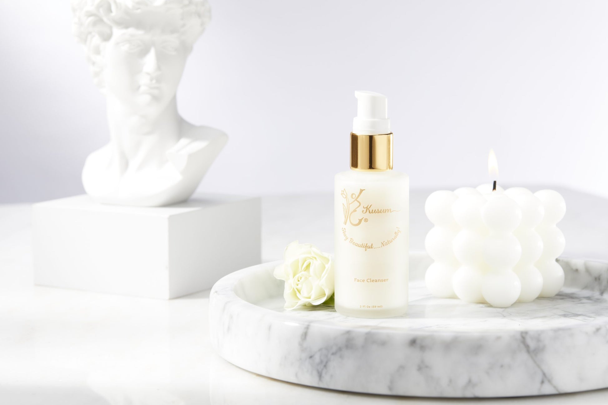 front shot of luxury natural skincare face cleanser