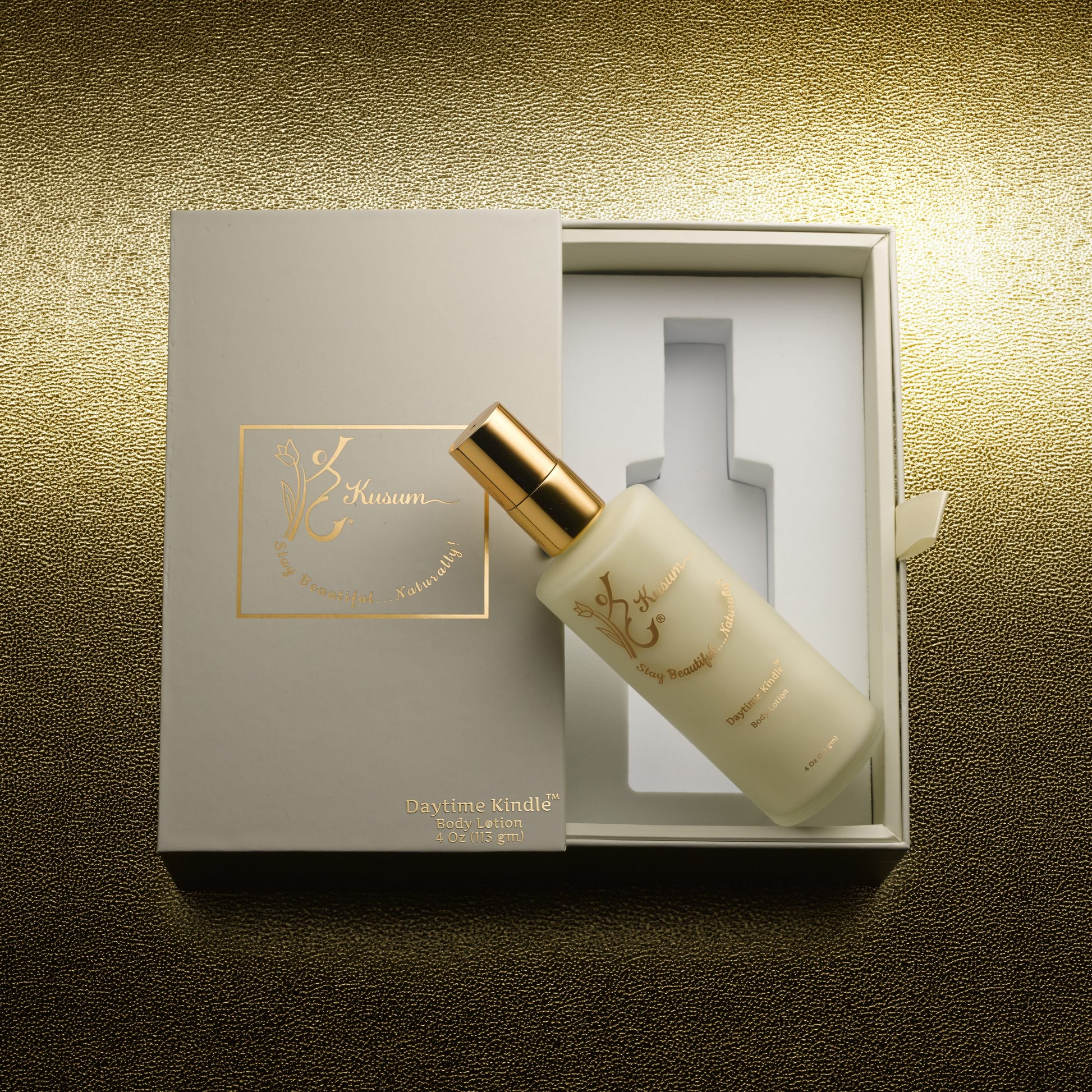front shot luxury natural skincare body lotion daytime